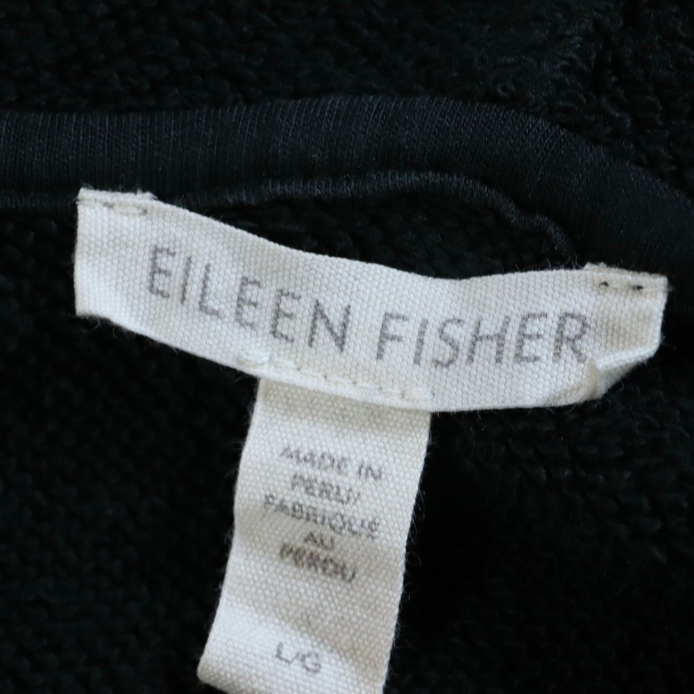 Eileen Fisher Hoodie Womens L Green Organic Cotton Oversized Raw Edge Sweatshirt - Picture 9 of 11